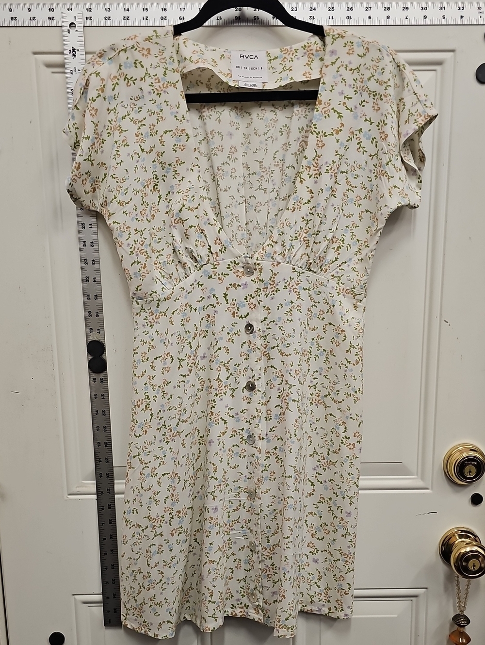 RVCA Cream Mini Dress with Delicate Floral Print